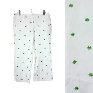 Lilly Pulitzer Size 6 Capri Pants Palm Beach Fit Embroidered Crab White Green